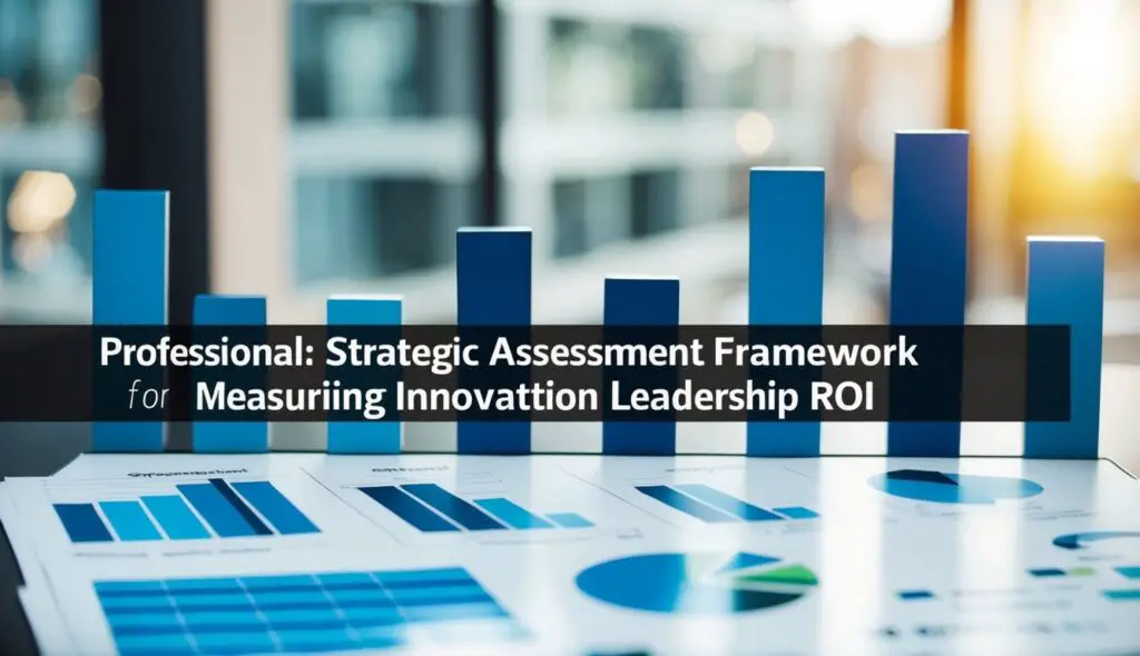 A table with charts and graphs showing the strategic assessment framework for measuring innovation leadership ROI