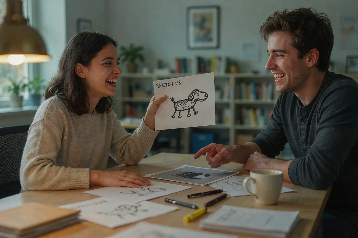 The reveal: comparing drawings to the originals Comparing a hand-drawn sketch to the original reference image
