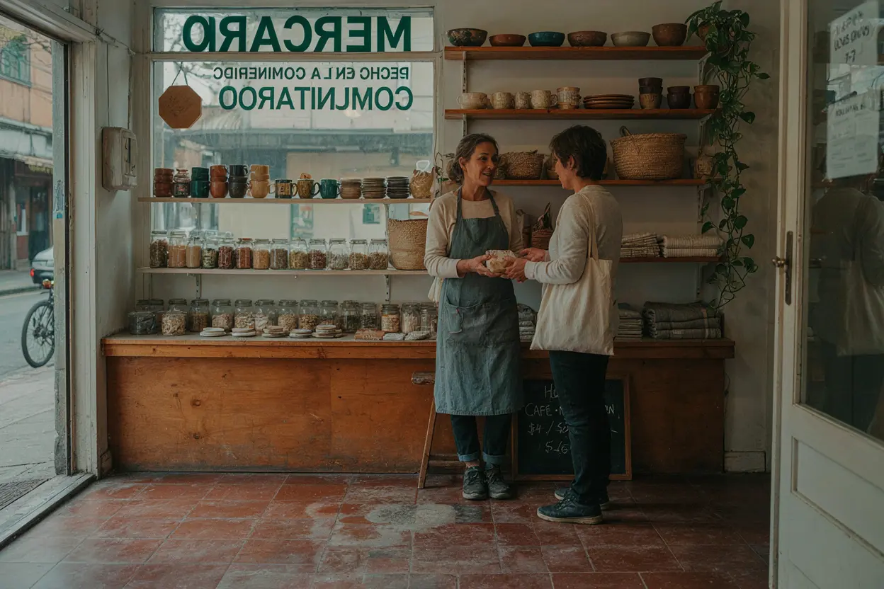 A social enterprise: the product itself solves a social problem Social enterprise storefront serving the community