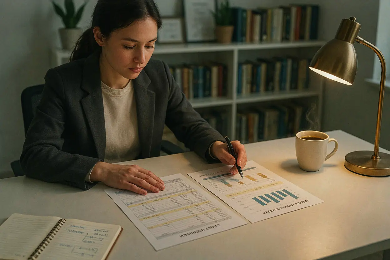 The tension between mission and margins Founder reviewing financials and impact metrics together