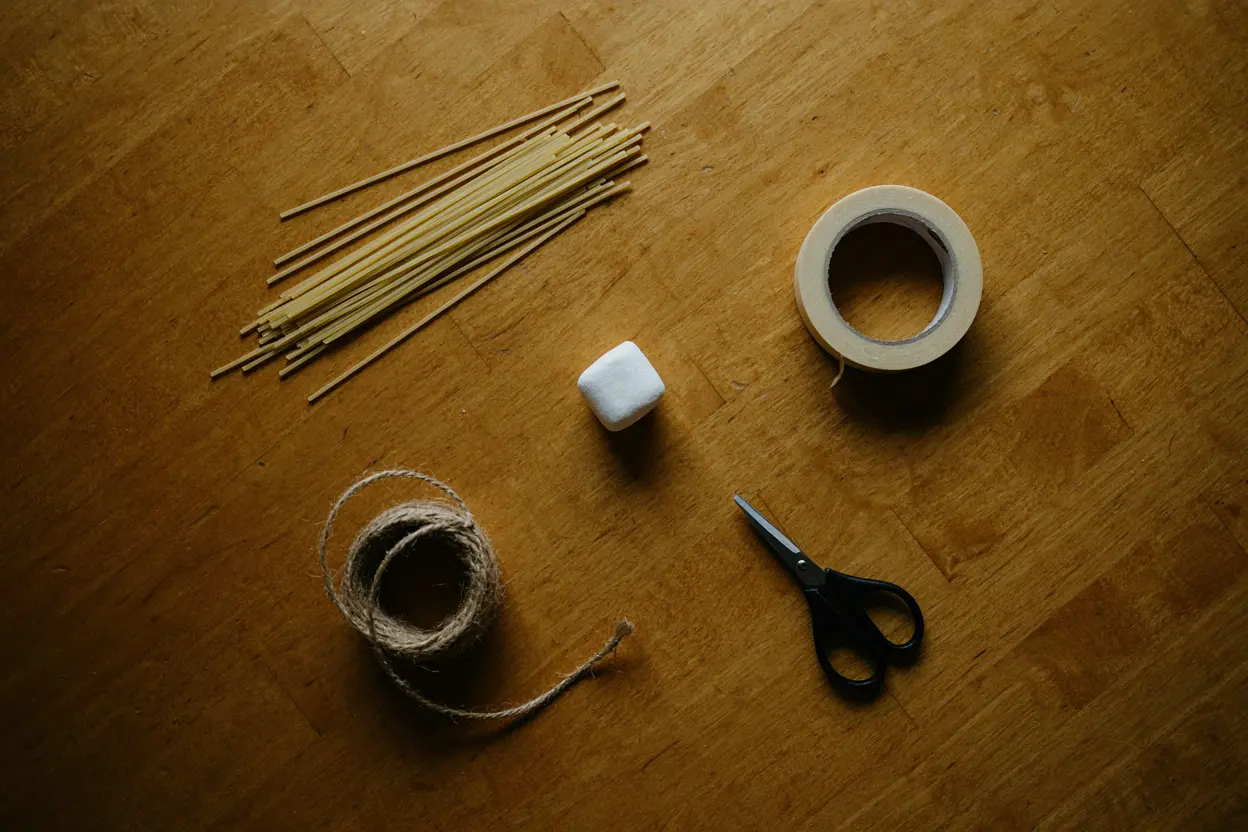 The marshmallow challenge materials: identical kits for every team Marshmallow challenge materials: spaghetti, tape, string, marshmallow